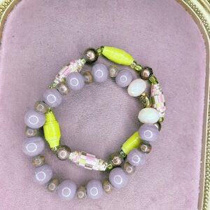 4162u. Stretch Bracelet Set in Purple and Yellow